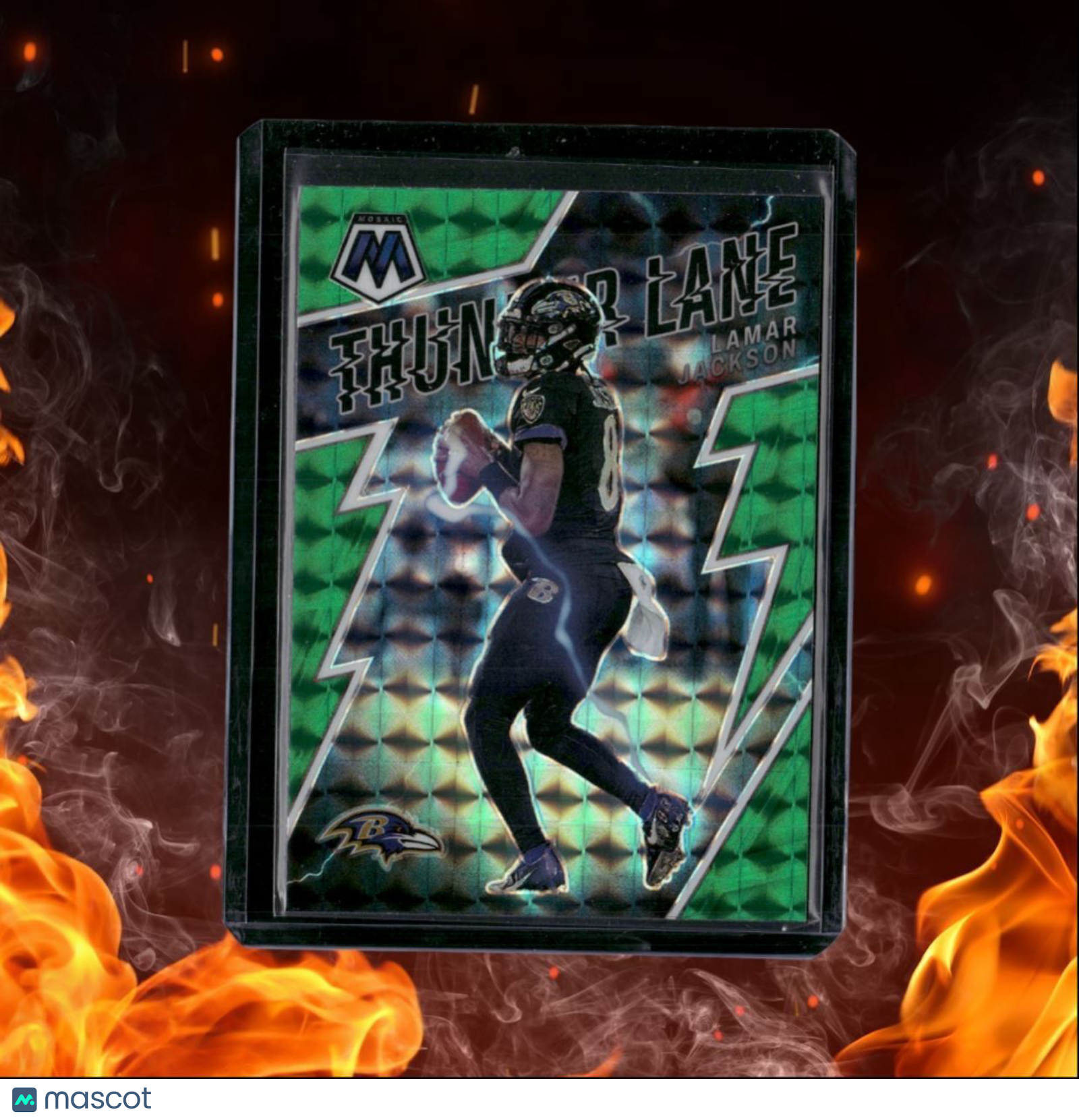 2022 Panini Mosaic Lamar Jackson Thunder Lane Green Mosaic Prizm #TL-24