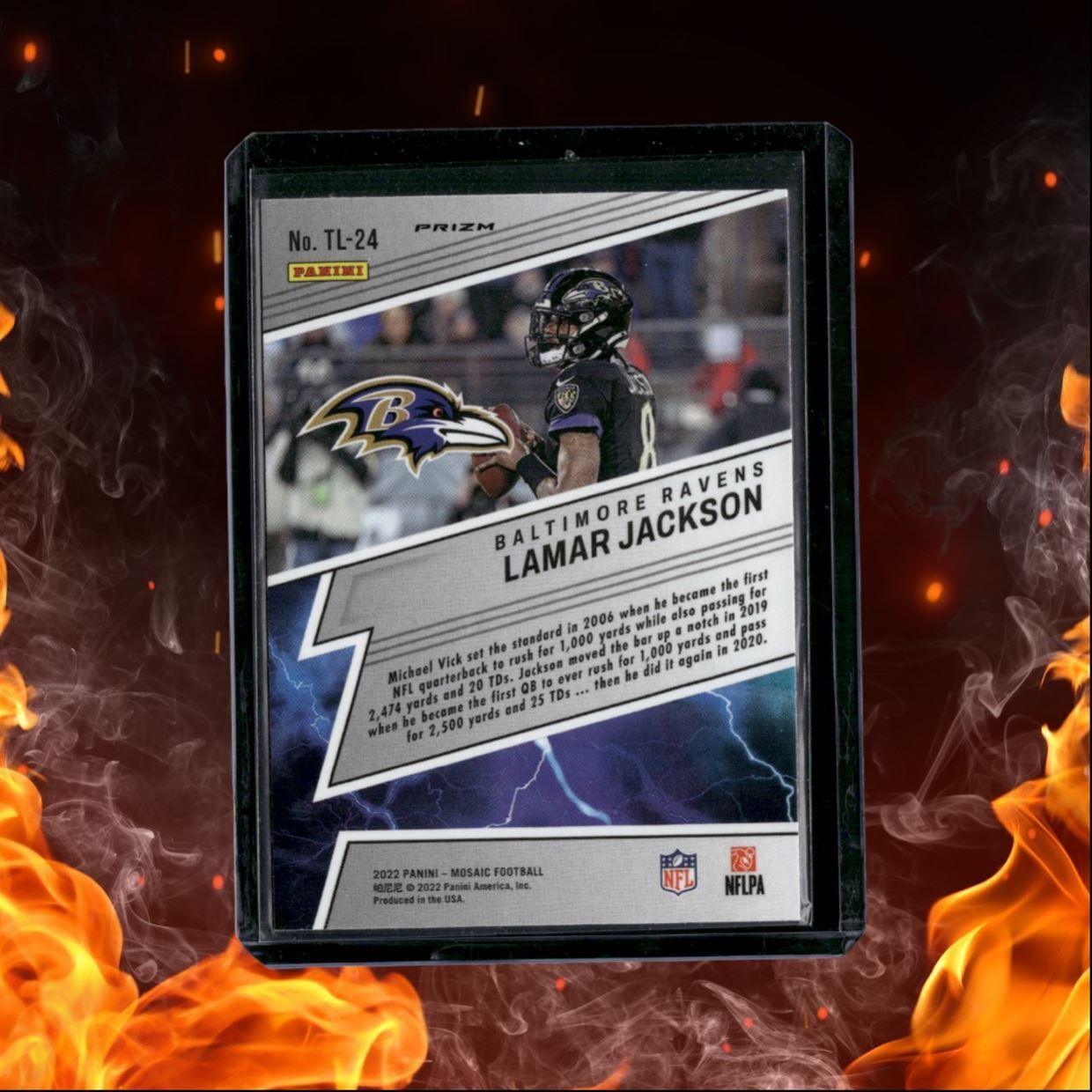 2022 Panini Mosaic Lamar Jackson Thunder Lane Green Mosaic Prizm #TL-24