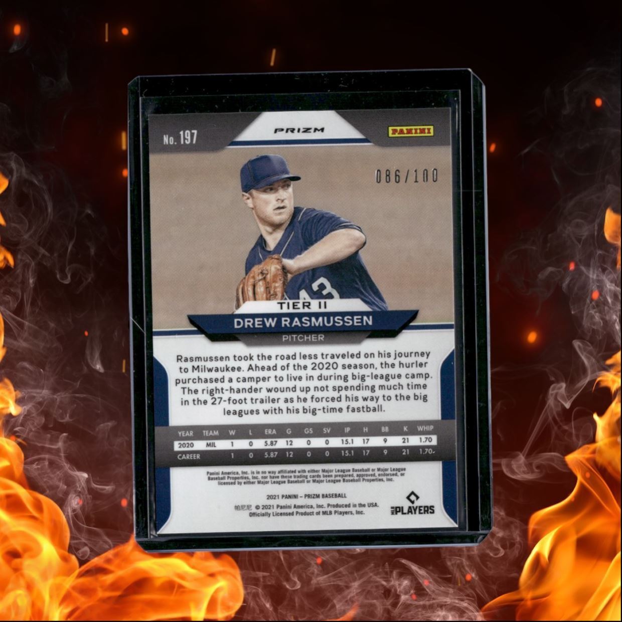2021 Panini Prizm Drew Rasmussen Neon Orange 086/100 #197