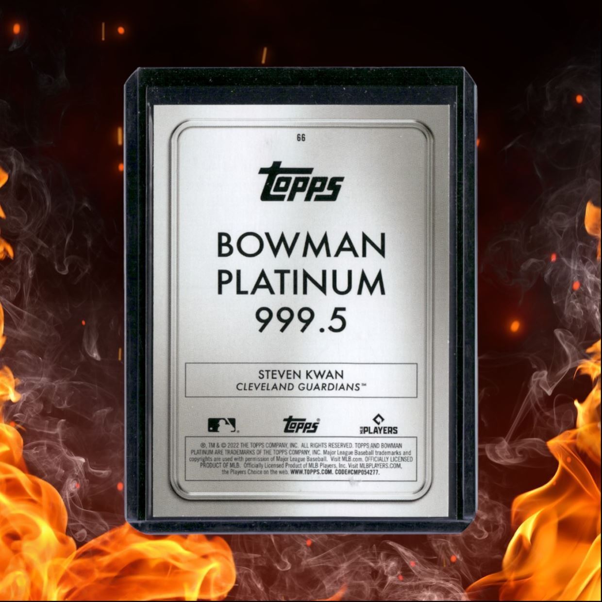 2022 Bowman Platinum Steven Kwan Platinum Bar 999.5 Rookie 01/75 #66