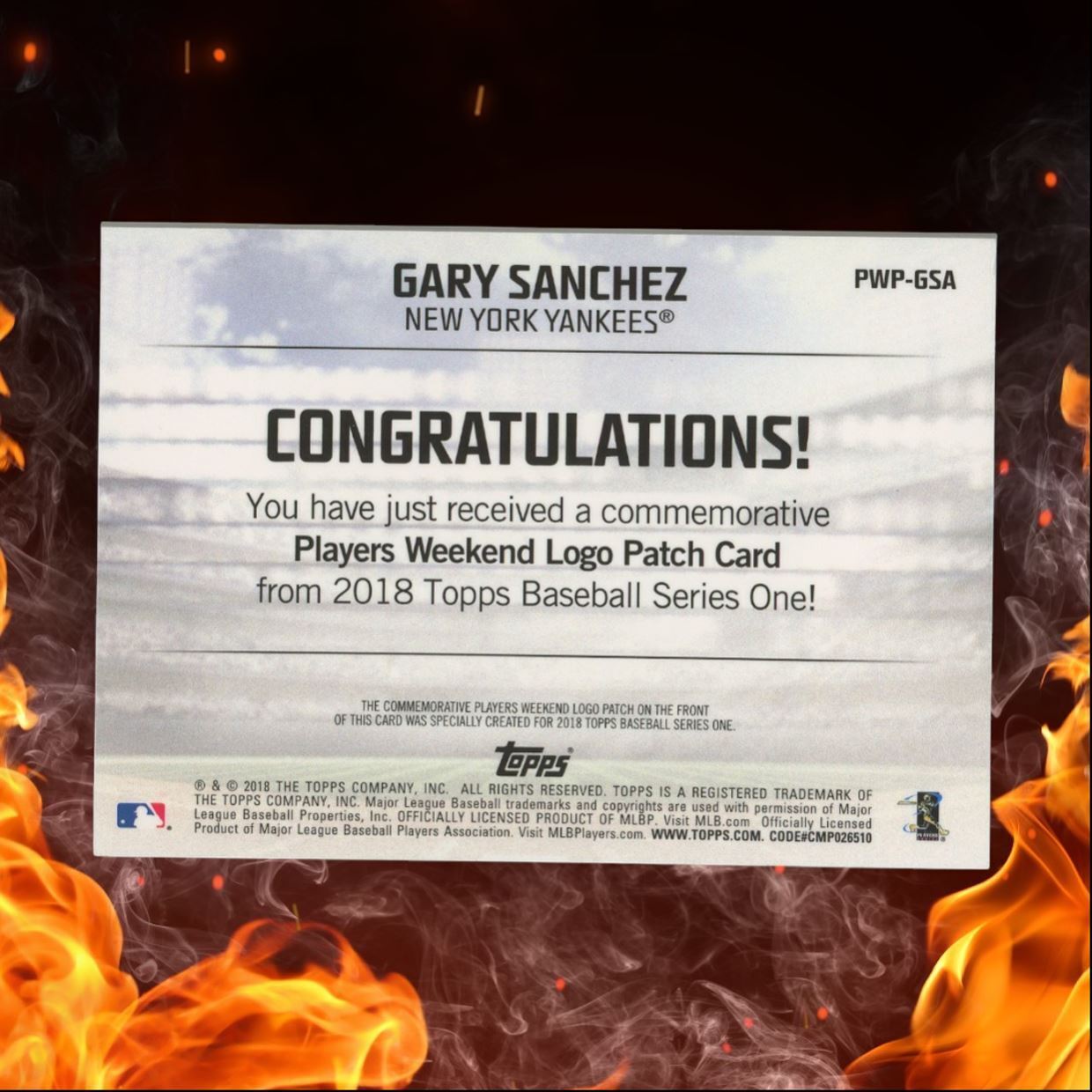 2018 Topps Gary Sanchez Players Weekend Logo Patch #PWP-GSA