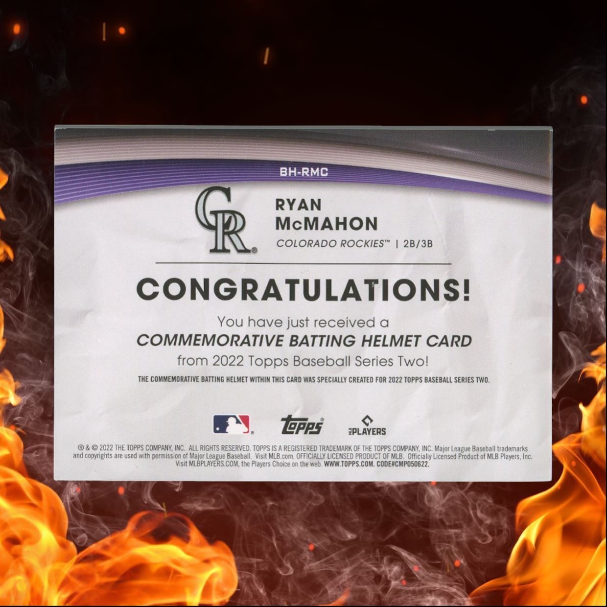 2022 Topps Ryan McMahon Batting Helmet Commemorative Relic #BH-RMC