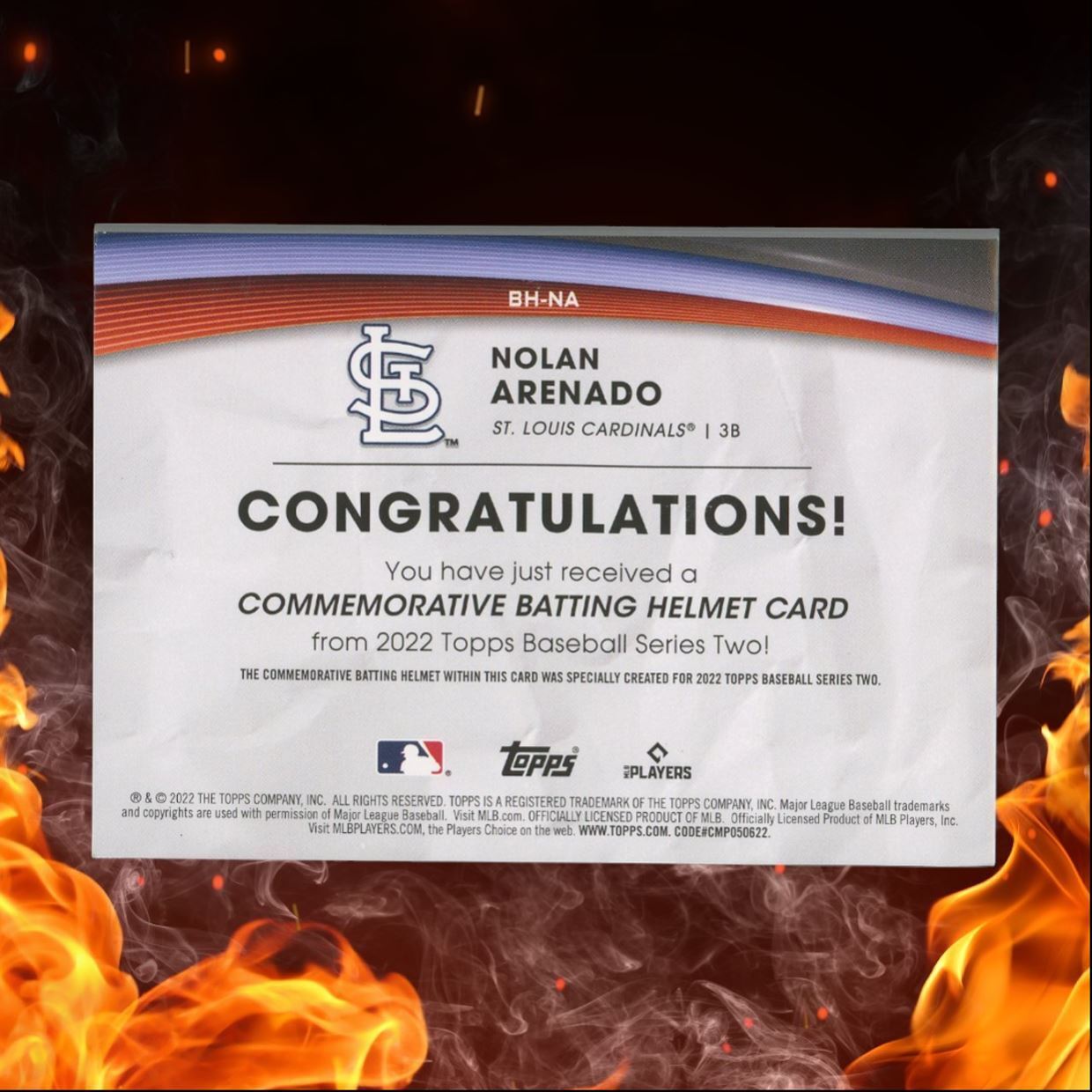 2022 Topps Nolan Arenado Batting Helmet Commemorative Relic #BH-NA