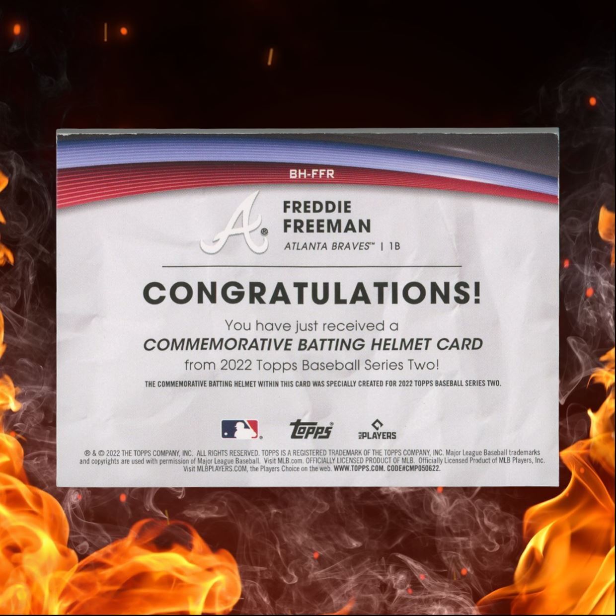 2022 Topps Freddie Freeman Batting Helmet Commemorative Relic #BH-FFR