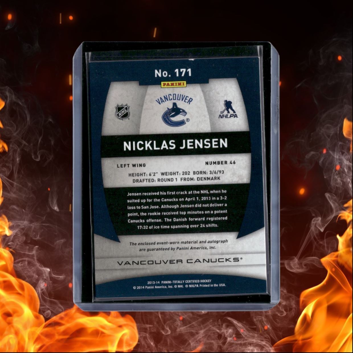 2013-14 Panini Totally Certified Nicklas Jensen Jersey Rookie Auto #171