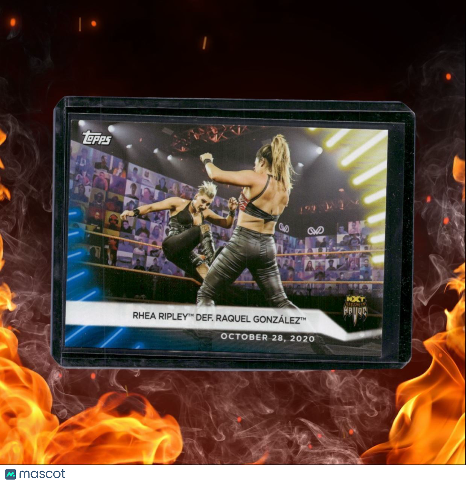 2021 Topps NXT Rhea Ripley Def. Raquel Gonzalez Blue Yellow 22/25 #87