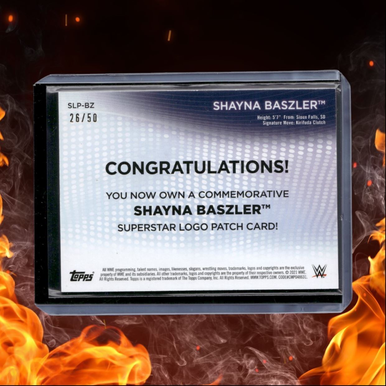 2021 Topps WWE Shayna Baszler Commemorative Logo Patch Green 26/50 #SLP-BZ
