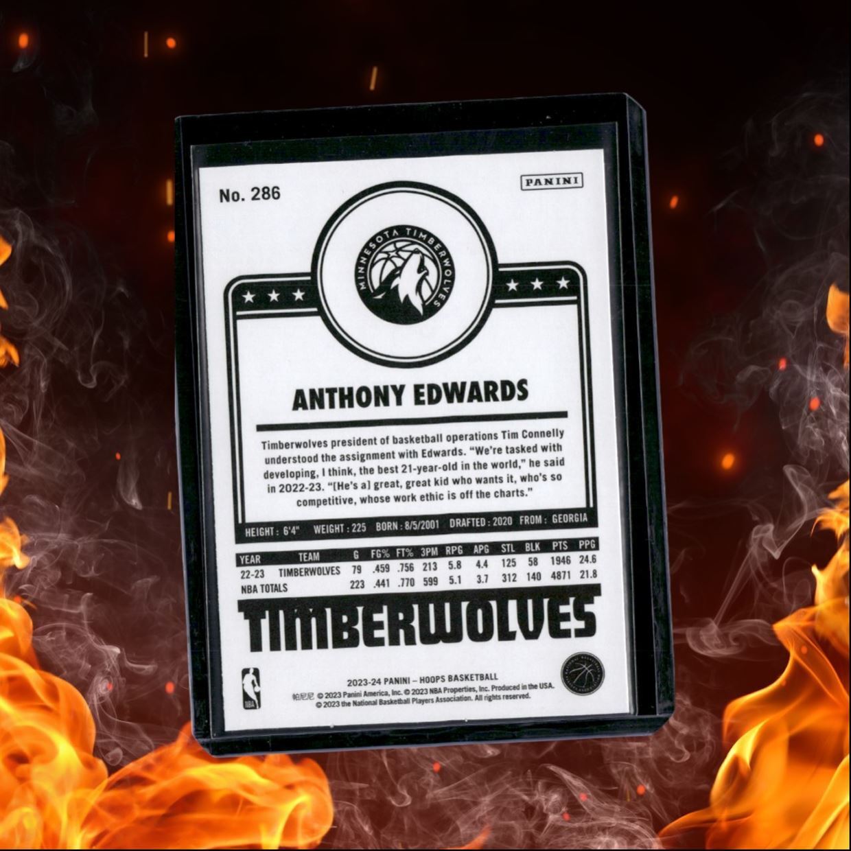 2023-24 Panini NBA Hoops Anthony Edwards Blue Hyper #286