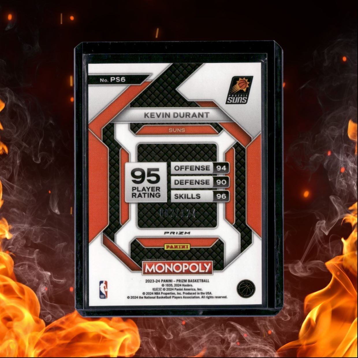 2023-24 Panini Prizm Monopoly Kevin Durant Orange Prizm 083/124 #PS6
