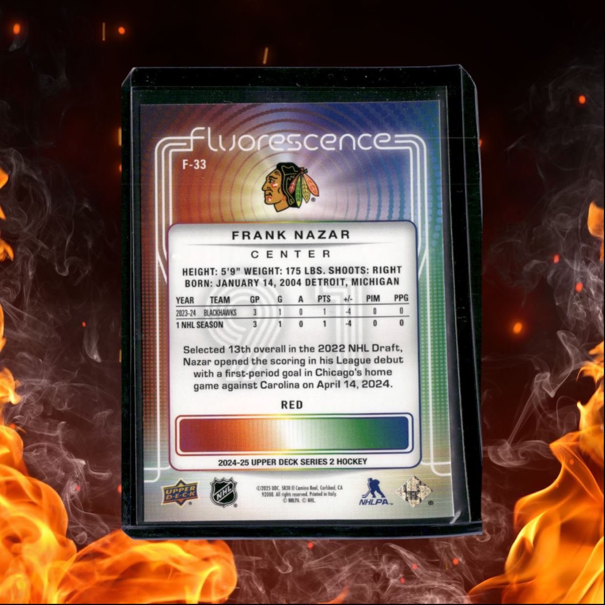 2024-25 Upper Deck Frank Nazar Flurorescence Red Rookie #F-33
