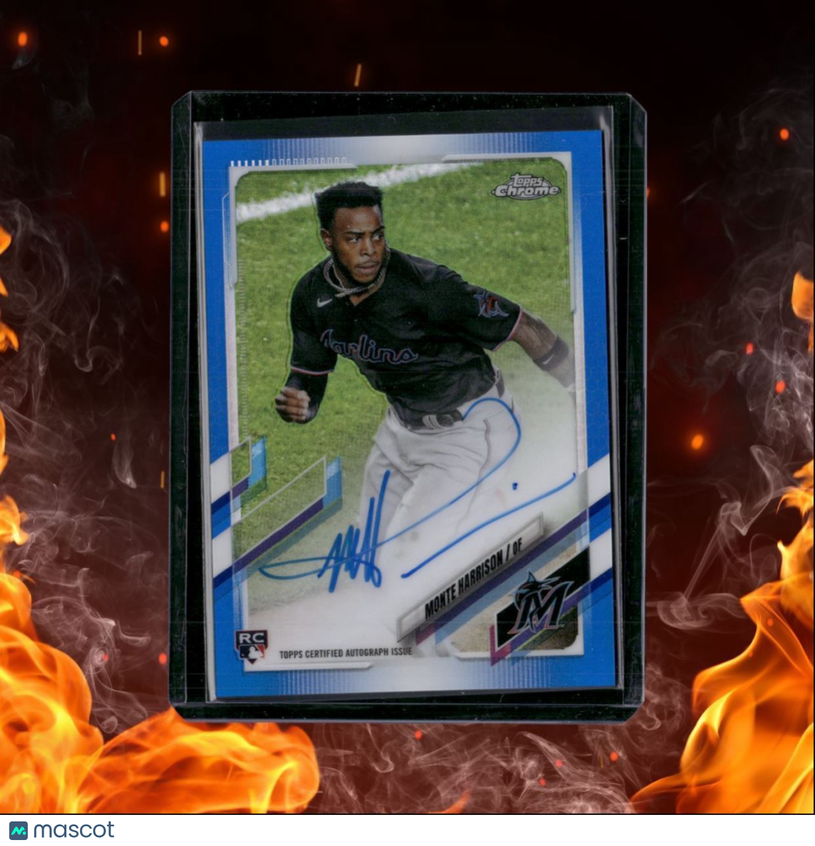 2021 Topps Chrome Monte Harrison Blue Refractor Rookie Auto 064/150 #RA-MH