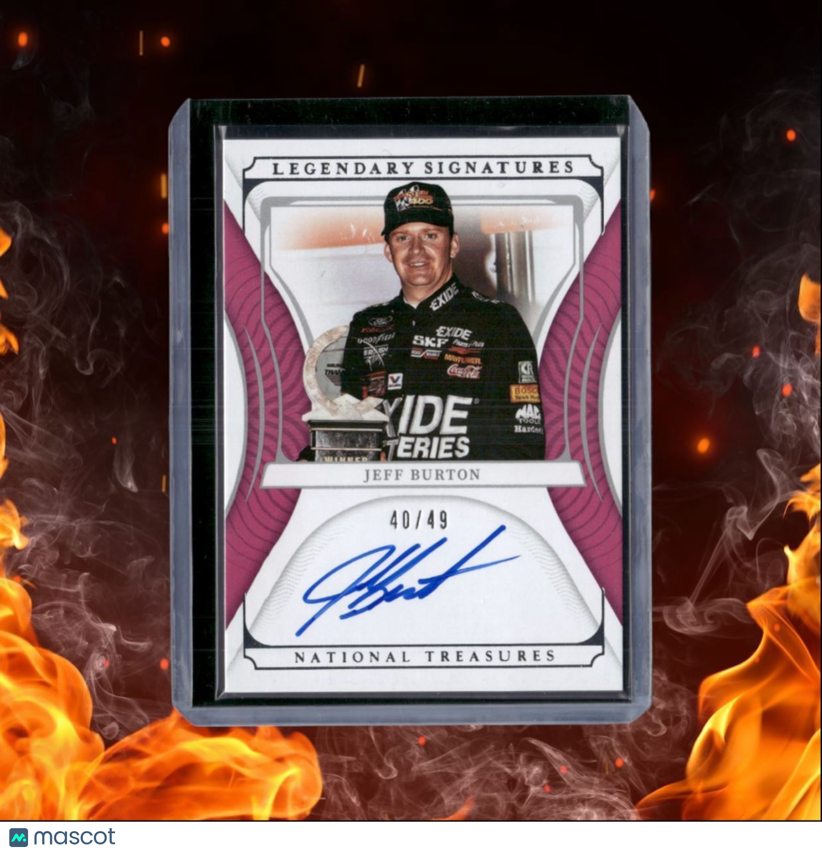 2022 Panini National Treasures Racing Jeff Burton Legendary Signatures Pink Auto