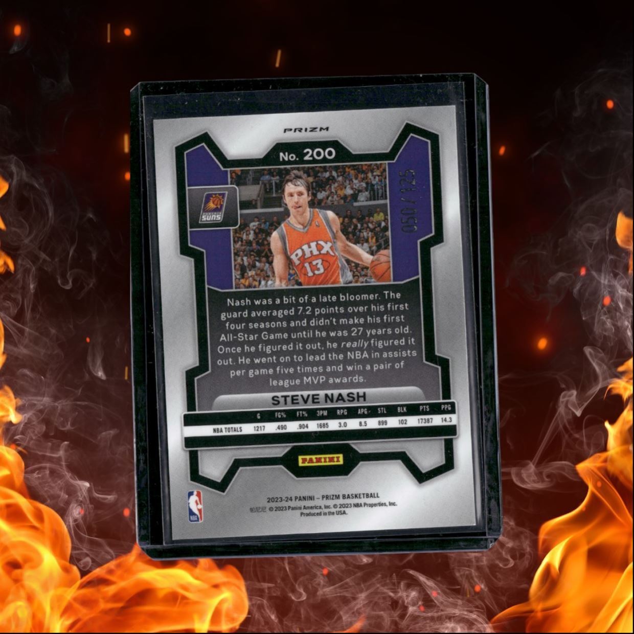 2023-24 Panini Prizm Steve Nash Blue Cracked Ice Prizm 050/125 #200