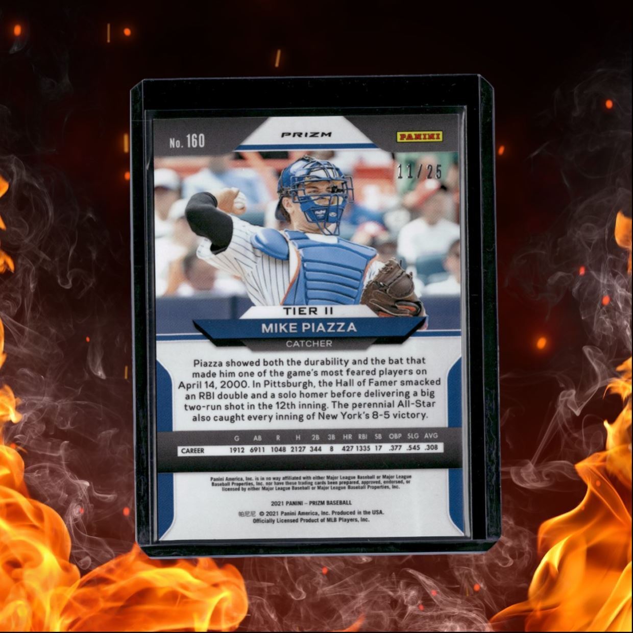 2021 Panini Prizm Mike Piazza Navy Blue Cracked Ice Prizm 11/25 #160