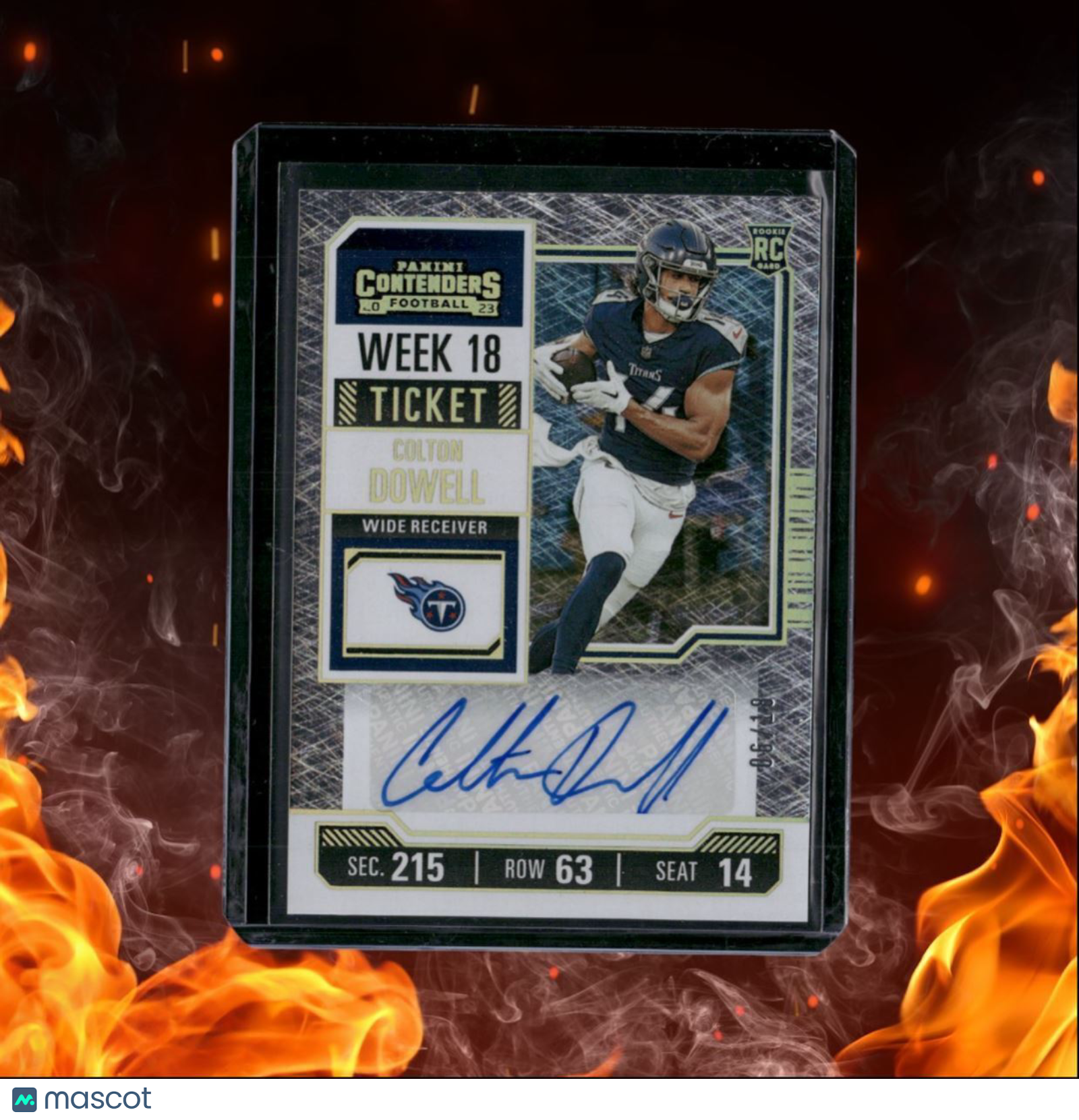 2023 Panini Contenders Colton Dowell Week 18 Ticket Rookie Auto 06/18 #159