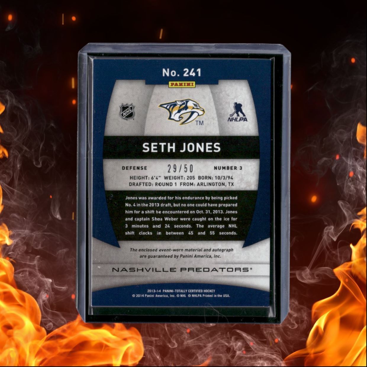 2013-14 Panini Totally Certified Seth Jones Platinum Red Jersey Rookie Auto
