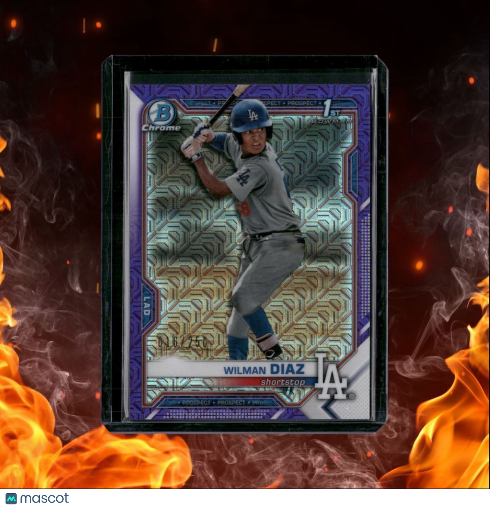 2021 Bowman Chrome Prospects Wilman Diaz Purple Mojo Refractor 016/250 #BCP-197