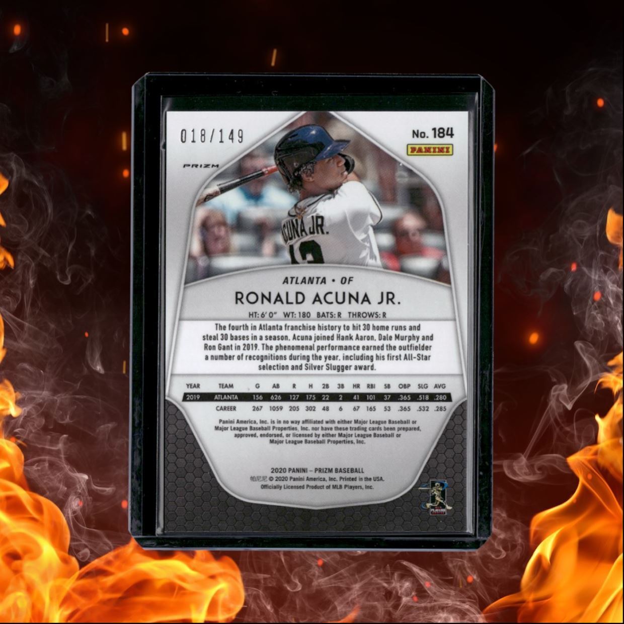 2020 Panini Prizm Ronald Acuna Jr. Red Mojo Prizm 018/149 #184