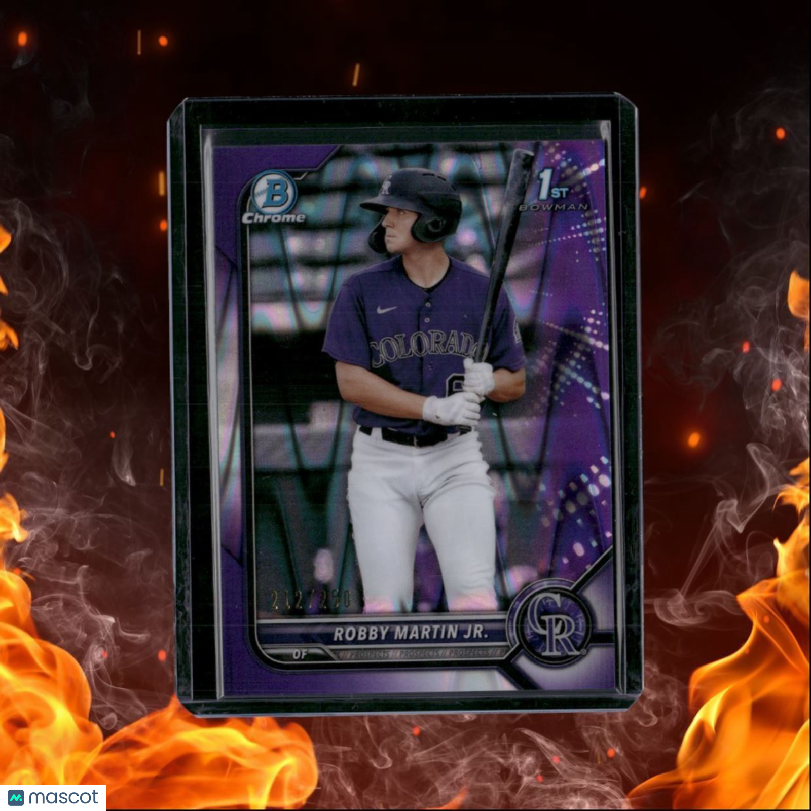 2022 Bowman Chrome Draft Robby Martin Jr. 1st Prospect Purple Lava Wave 212/250