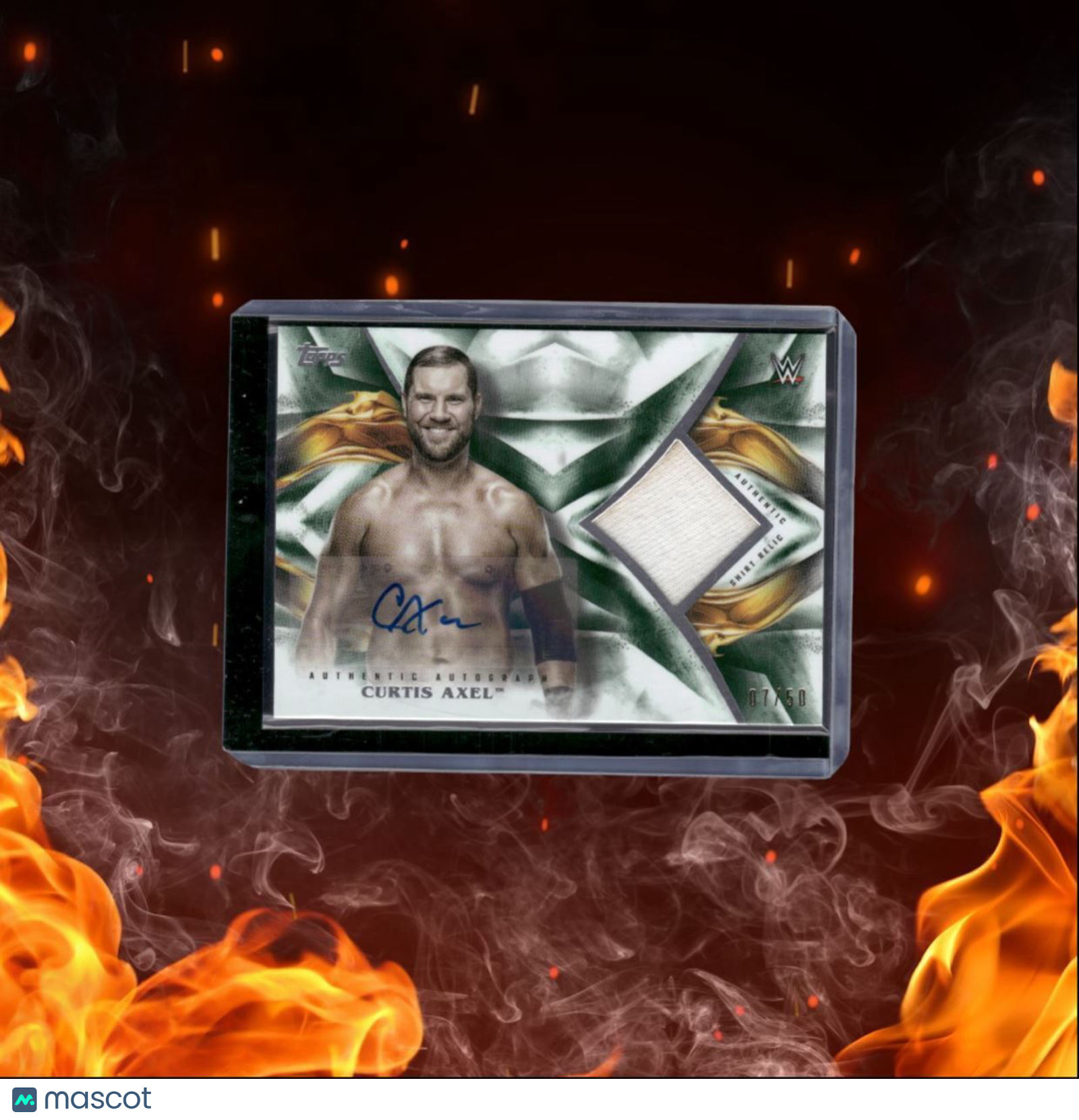 2019 Topps WWE Undisputed Curtis Axel Shirt Relic Green Auto 07/50 #UAR-CA