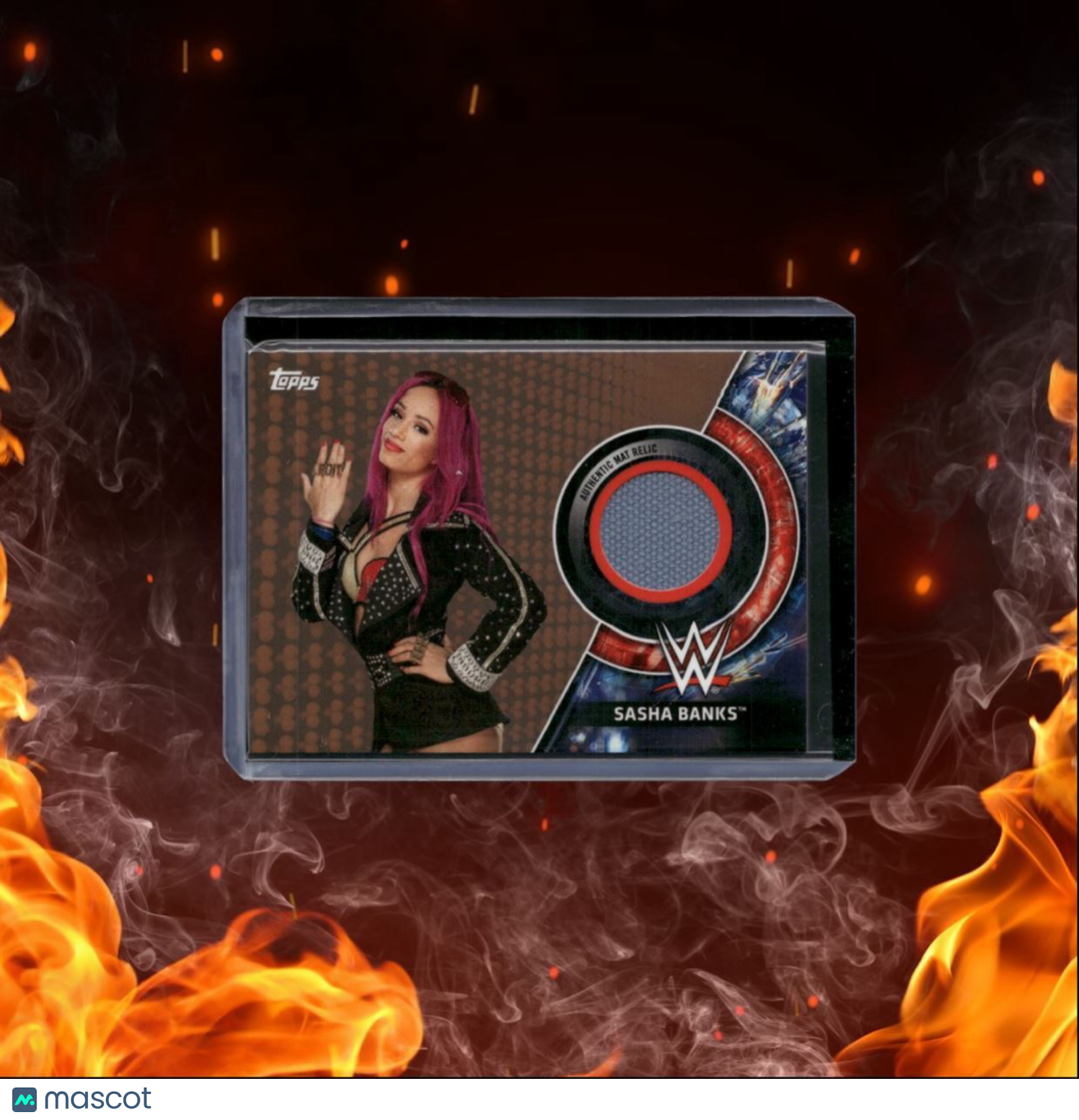 2018 Topps WWE Sasha Banks Royal Rumble Mat Relic 1/28/18 48/75 #MR-SB