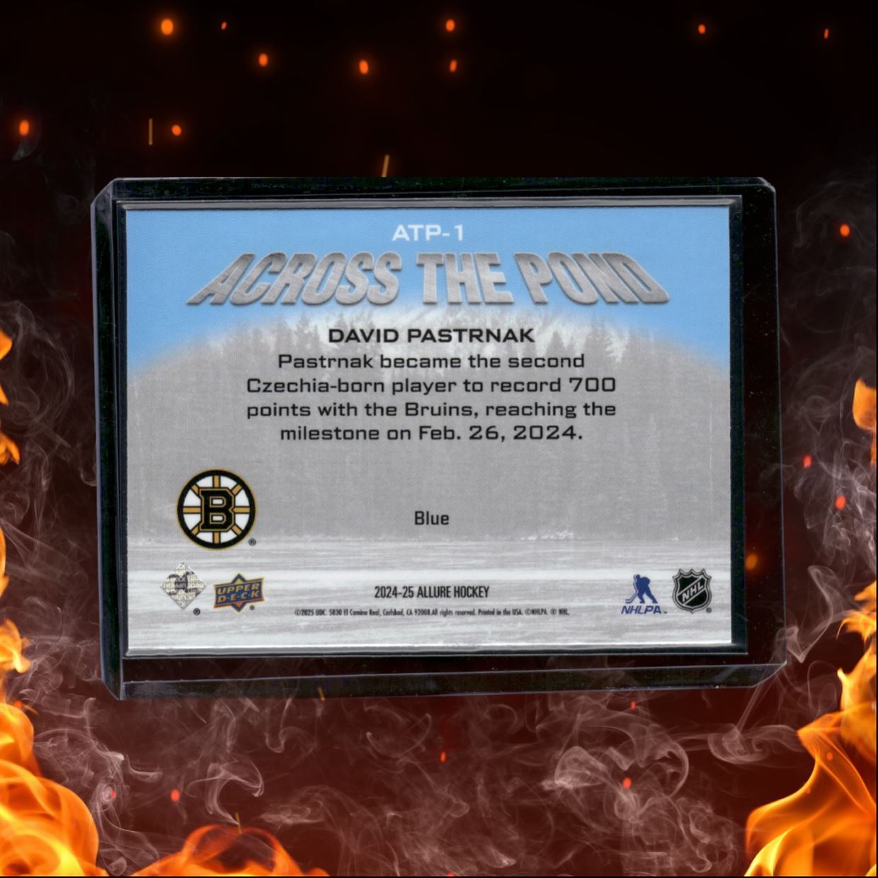 2024-25 Upper Deck Allure David Pastrnak Across the Pond Blue (B) #ATP-1