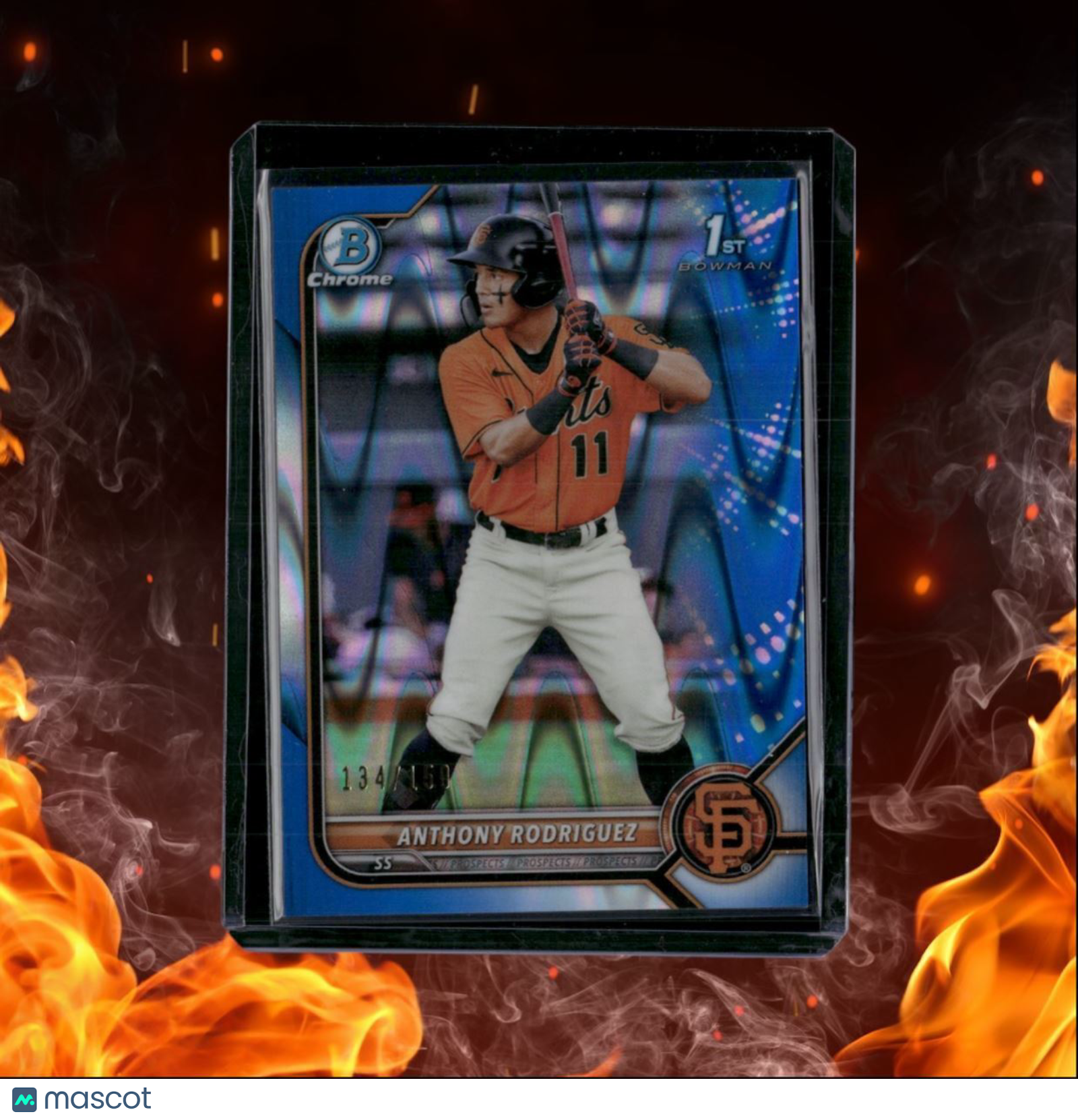 2022 Bowman Chrome Prospects Anthony Rodriguez 1st Prospect Blue Lava Wave