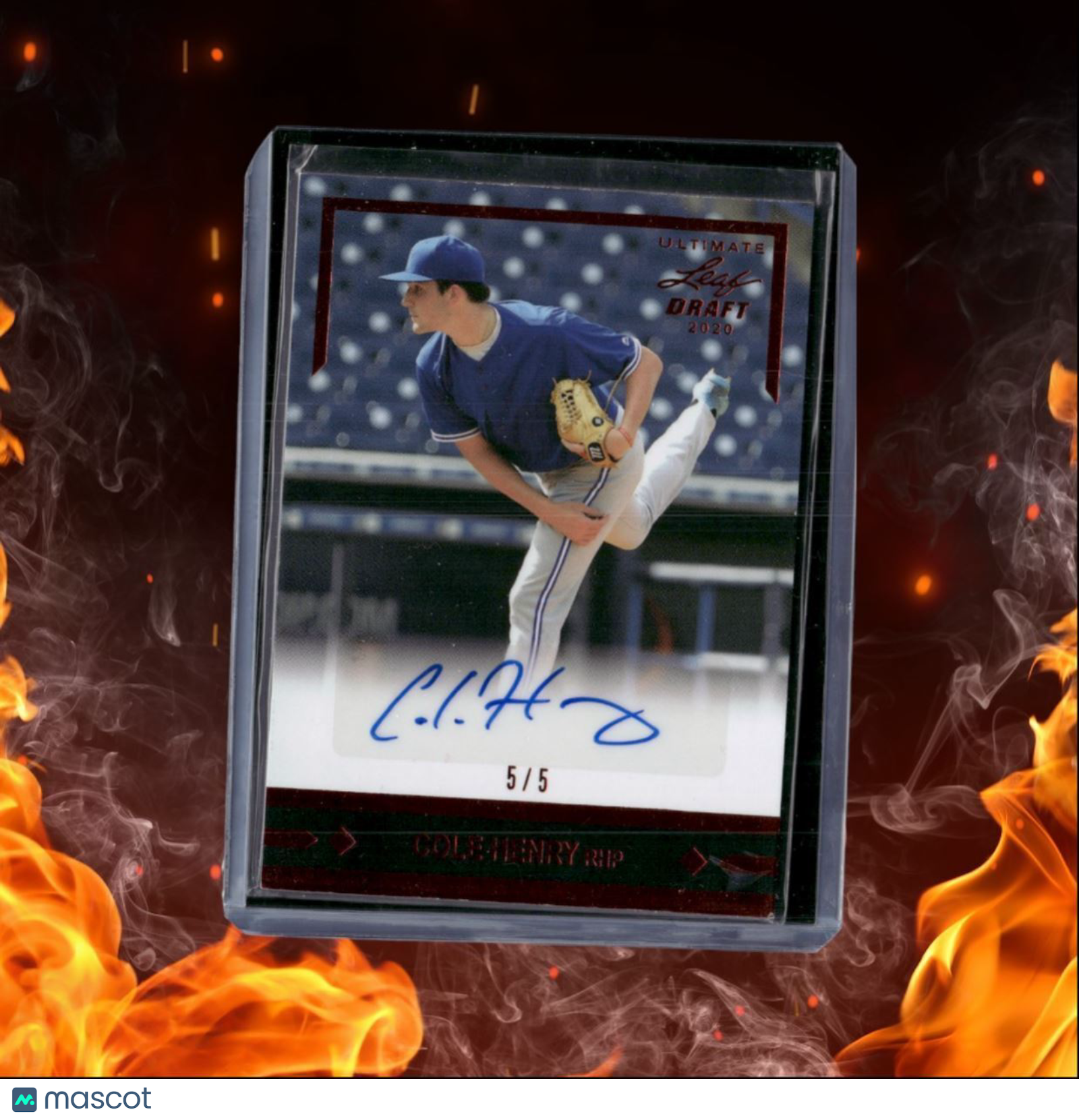 2020 Leaf Ultimate Draft Cole Henry Gold Leaf Red Rookie 5/5 #GLR-CH1