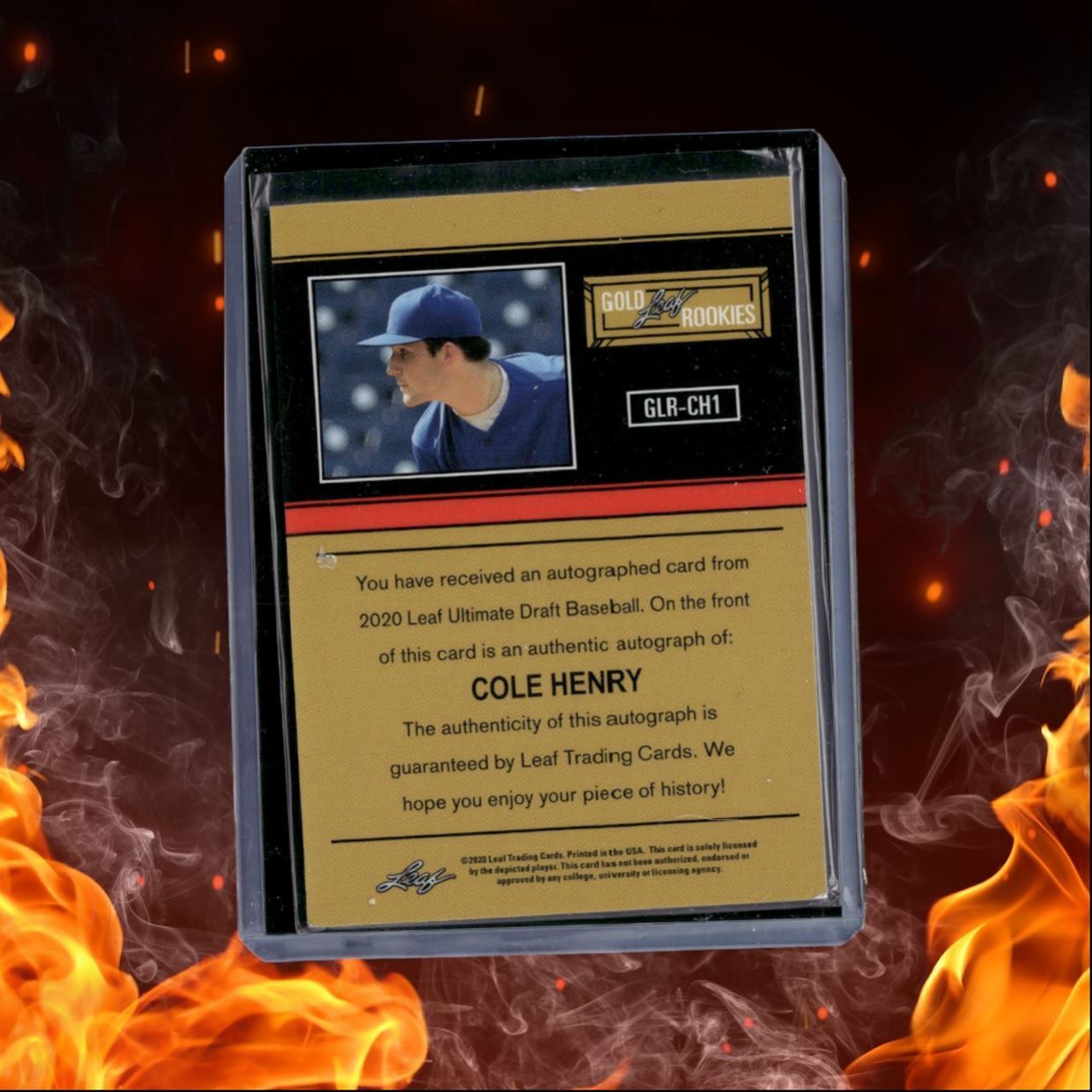 2020 Leaf Ultimate Draft Cole Henry Gold Leaf Red Rookie 5/5 #GLR-CH1