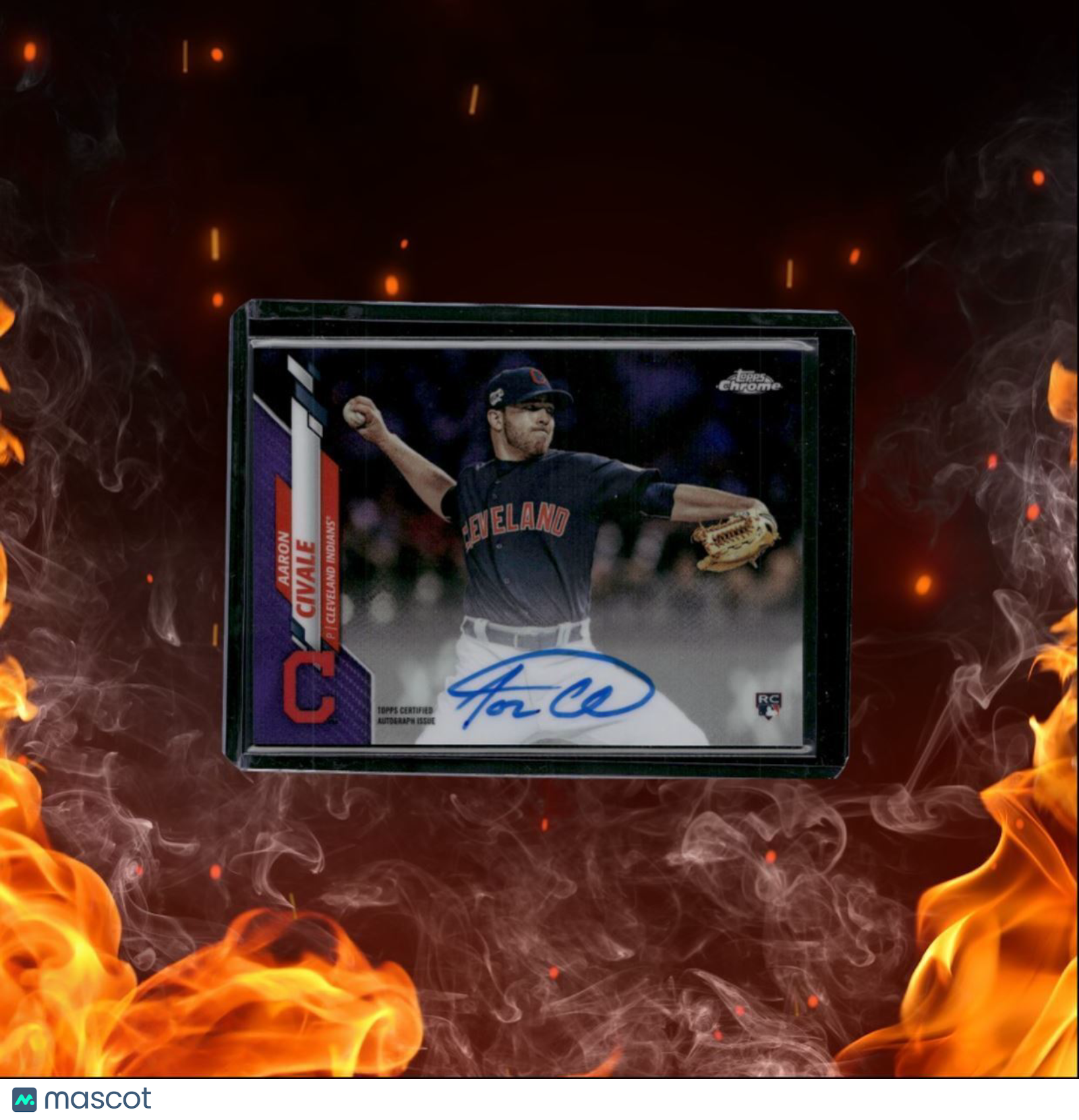 2020 Topps Chrome Aaron Civale Purple Refractor Rookie Auto 204/250 #RA-RC