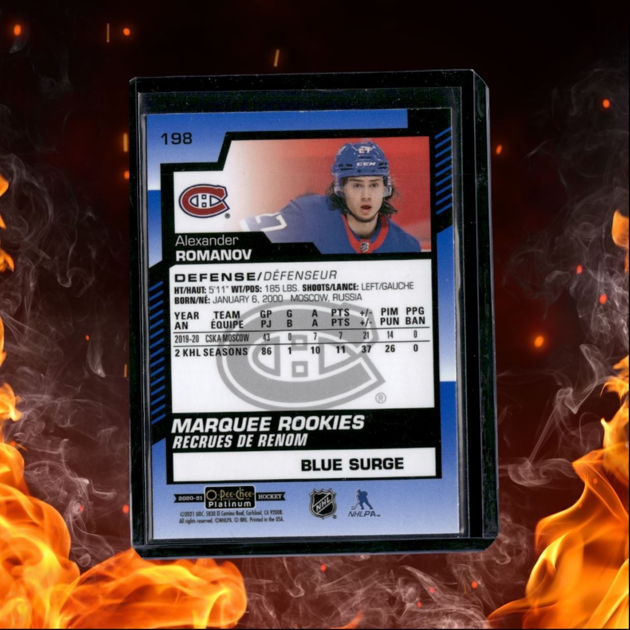 2020-21 O-Pee-Chee Platinum Alexander Romanov Marquee Blue Surge Walmart Rookie