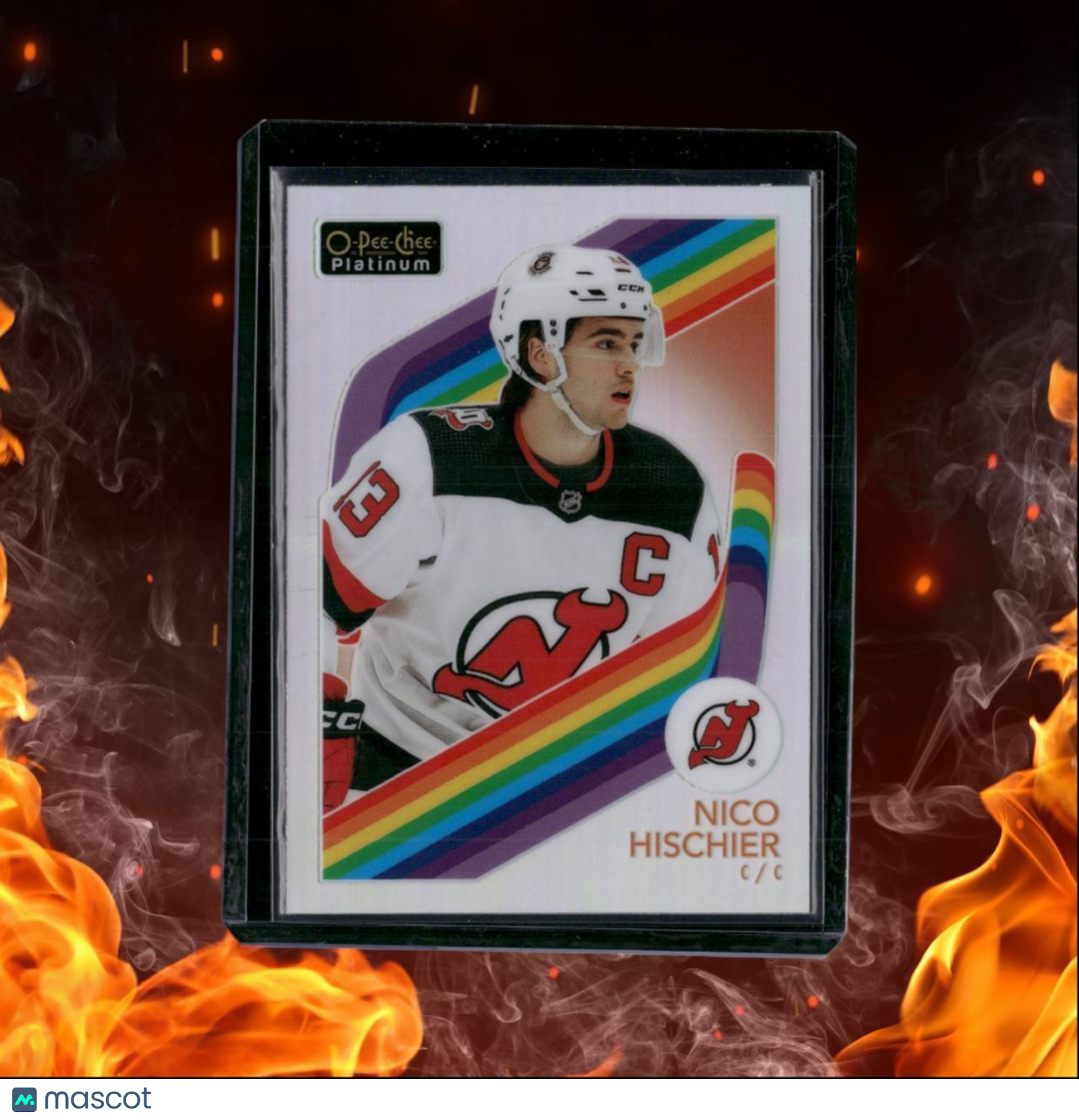 2023-24 O-Pee-Chee Platinum Nico Hischier Retro Rainbow #R-32