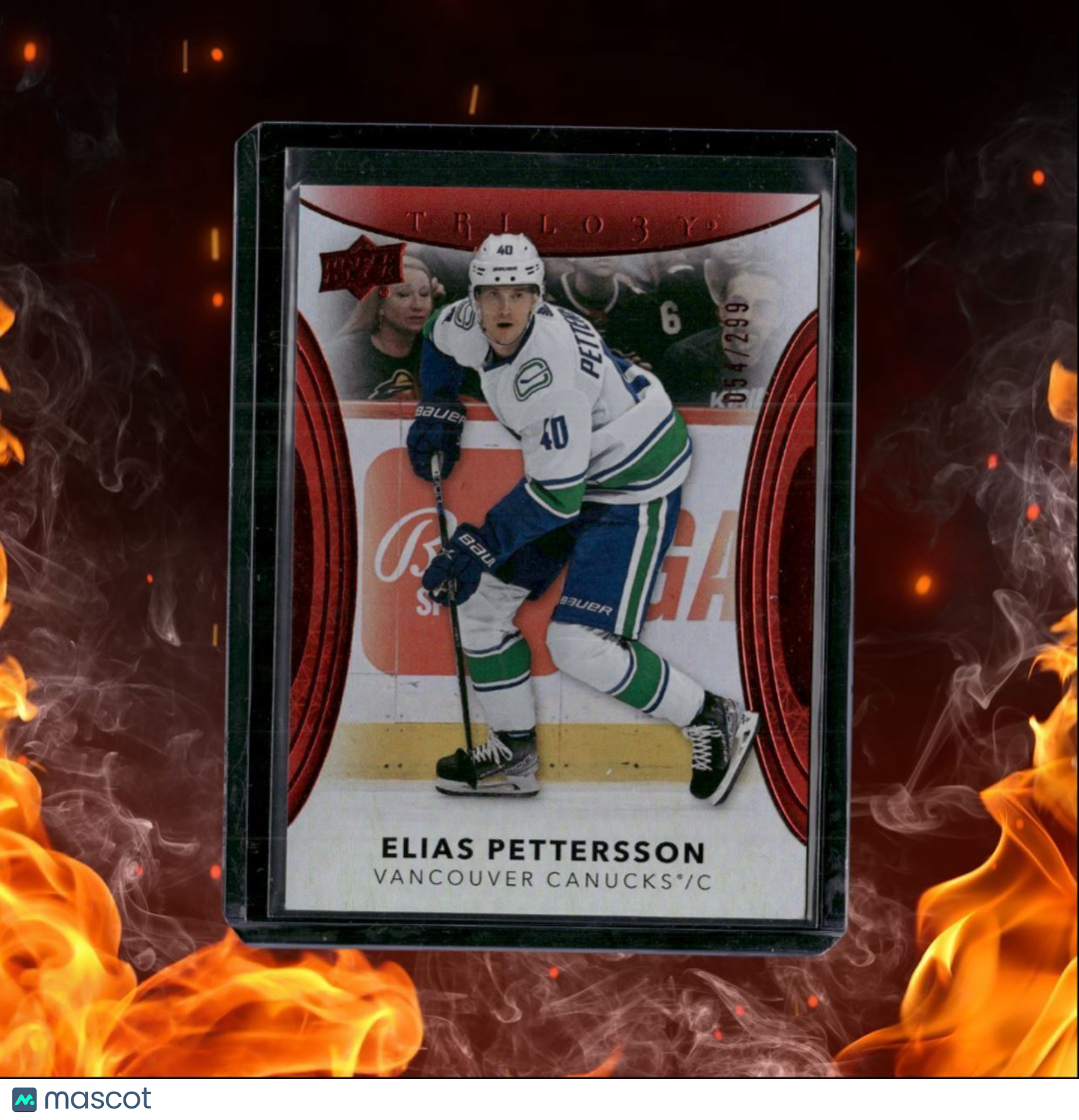 2022-23 Upper Deck Trilogy Elias Pettersson Red 054/299 #57