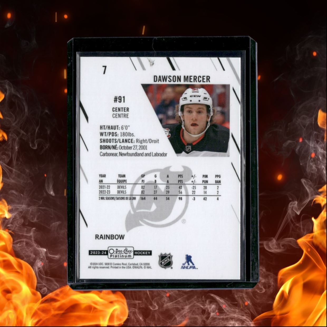 2023-24 O-Pee-Chee Platinum Dawson Mercer Rainbow #7