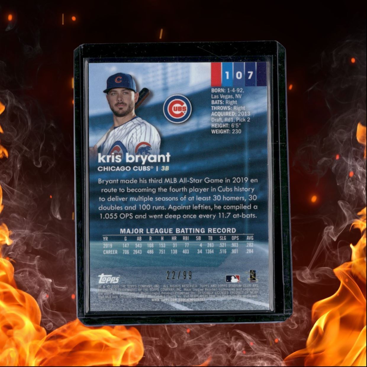 2020 Topps Stadium Club Chrome Kris Bryant Orange Refractor 22/99 #107