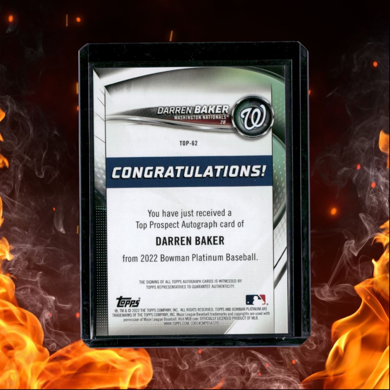 2022 Bowman Platinum Darren Baker Top Prospect Auto #TOP-62