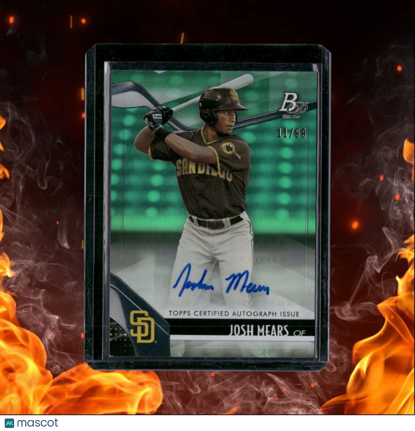 2021 Bowman Platinum Josh Mears Top Prospects Green Auto 11/99 #TOP-8