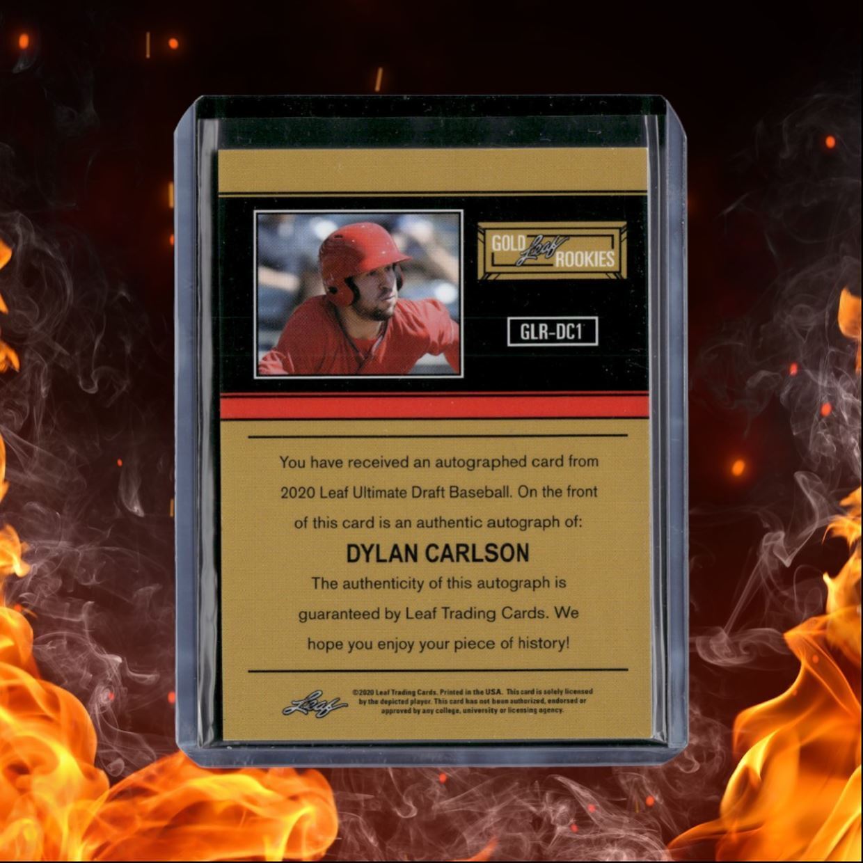 2020 Leaf Ultimate Draft Dylan Carlson Gold Rookie Auto #GLR-DC1