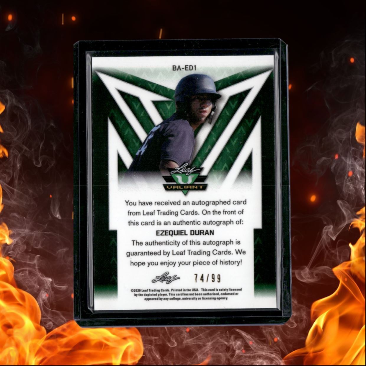 2020 Leaf Valiant Ezequiel Duran Green Rookie Auto 74/99 #BA-ED1