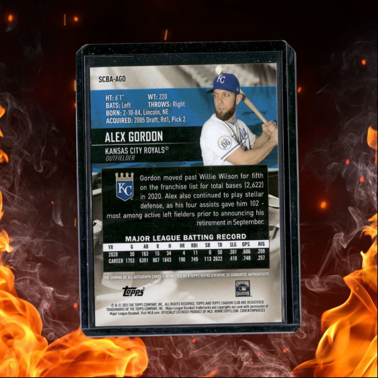 2021 Topps Stadium Club Alex Gordon Auto #SCBA-AGO