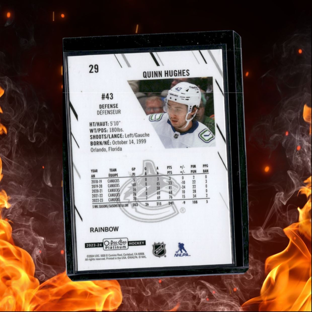 2023-24 O-Pee-Chee Platinum Quinn Hughes Rainbow #29