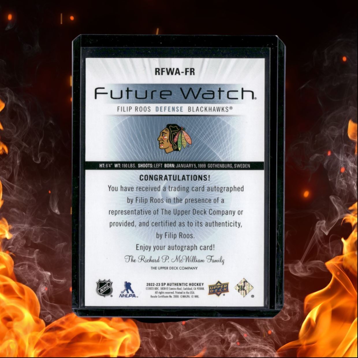 2022-23 SP Authentic Filip Roos 2012-13 Retro Future Watch Rookie Auto 695/699
