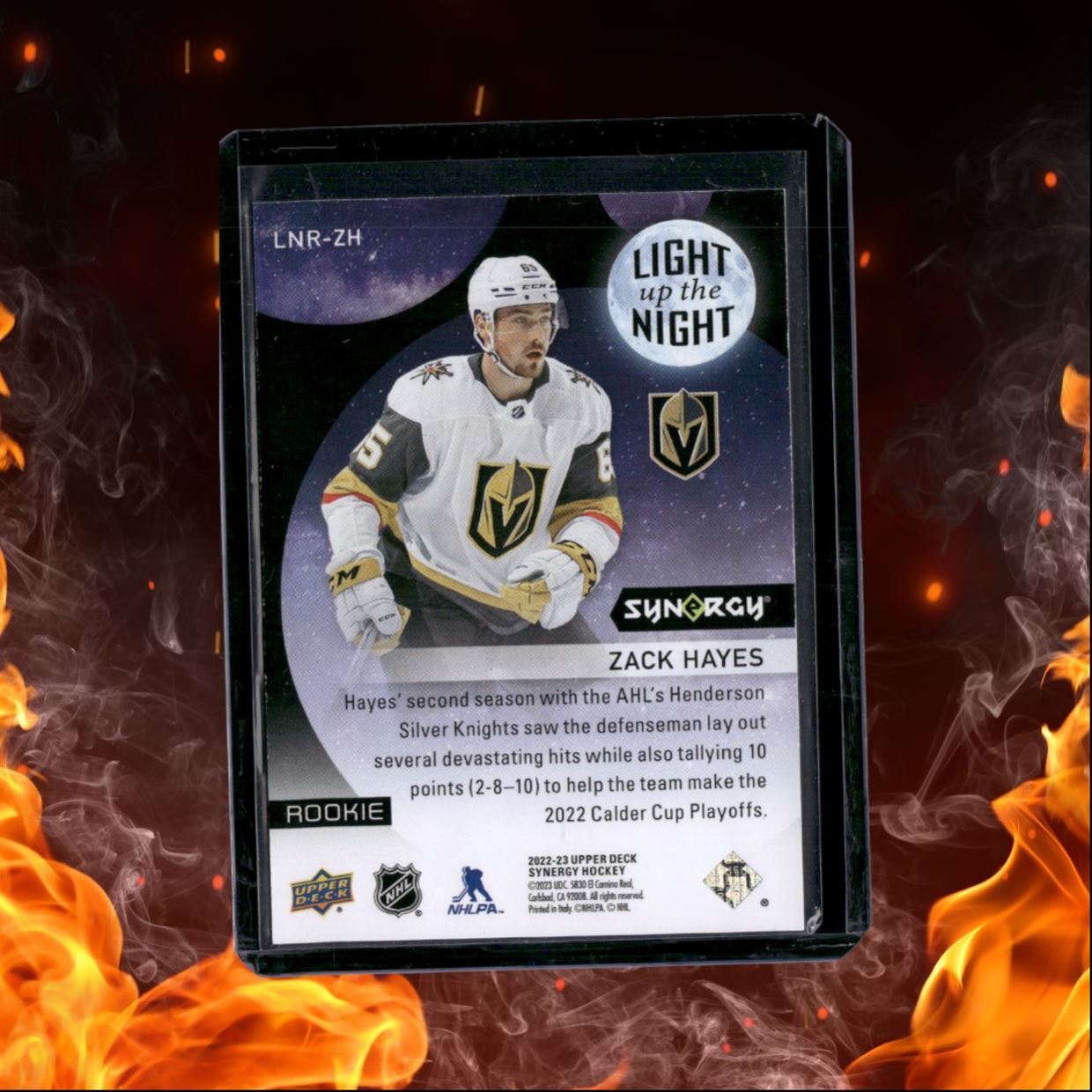 2022-23 Upper Deck Synergy Zack Hayes Light Up The Night Pink Rookie 02/75