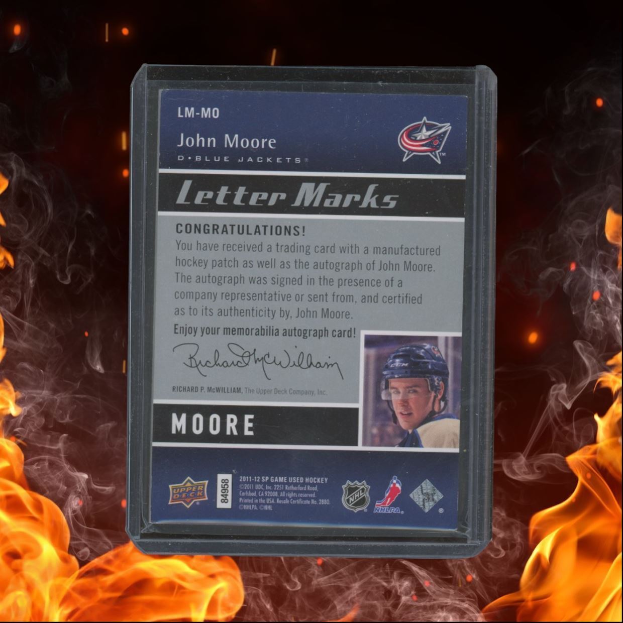 2011-12 SP Game Used John Moore Letter Marks Auto 25/50 #LM-MO