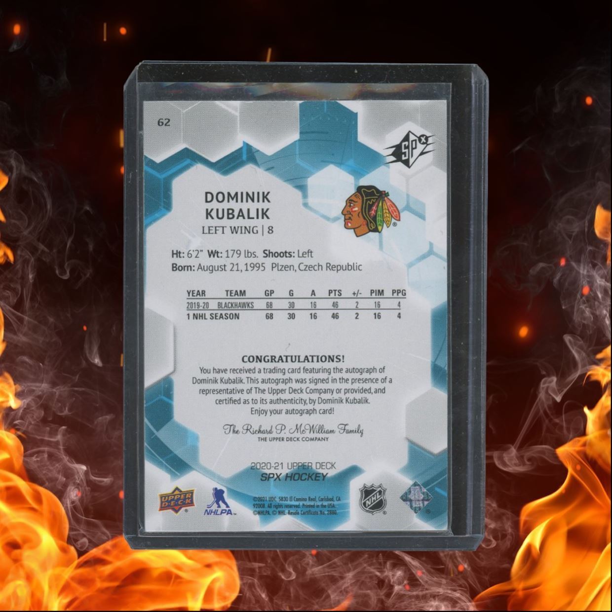 2020-21 Upper Deck SPx Dominik Kubalik Auto #62