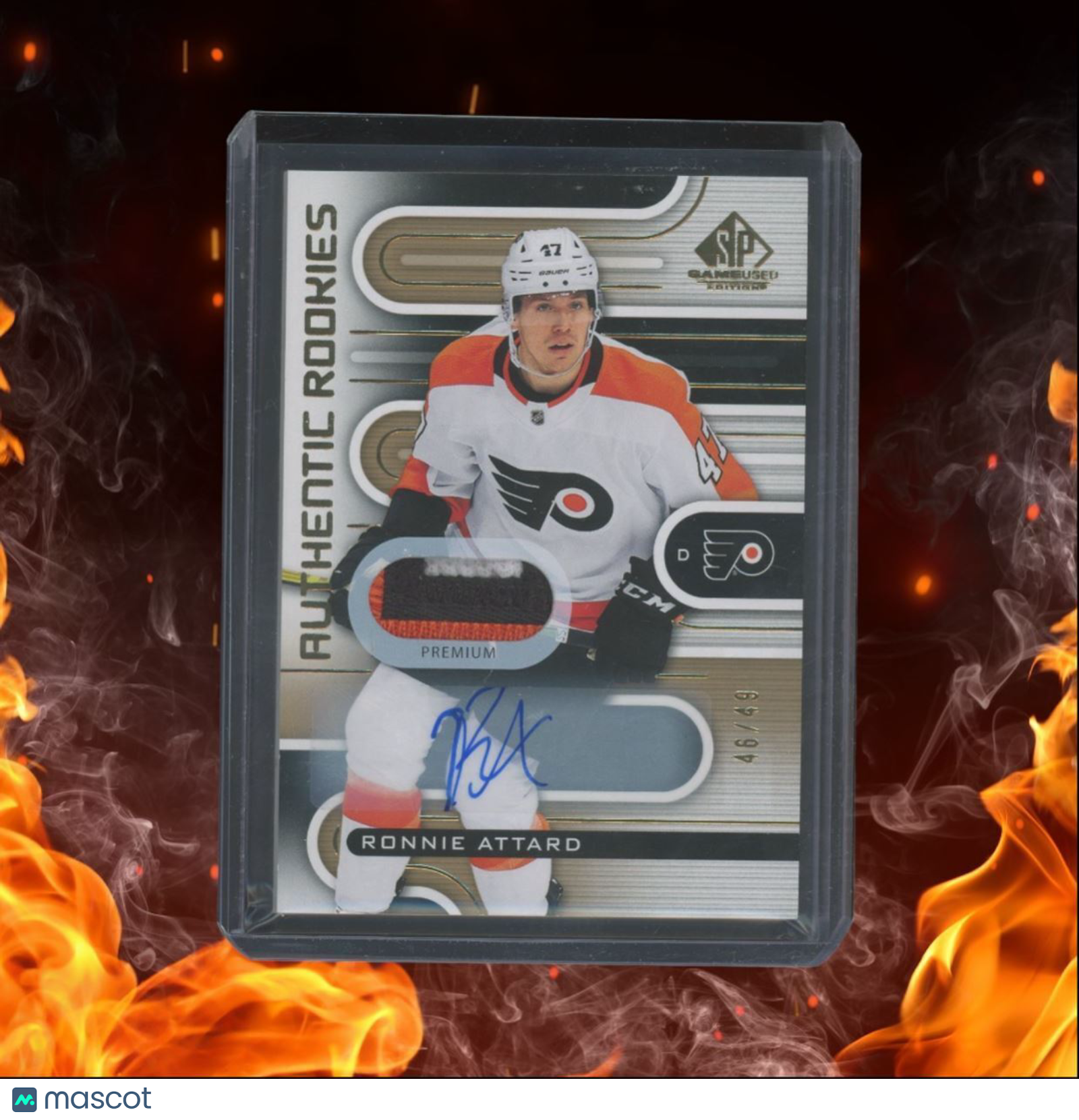 2022-23 SP Game Used Ronnie Attard Premium Patch Rookie Auto 46/49 #170