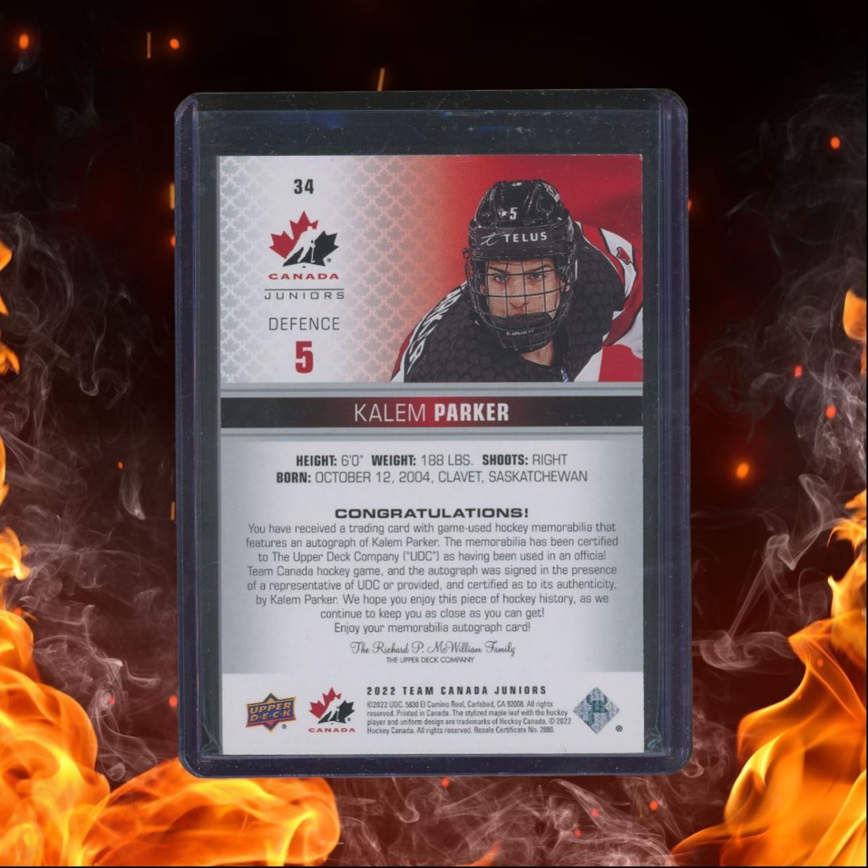 2022-23 Upper Deck Team Canada Juniors Kalem Parker Patch Auto 045/199 #34