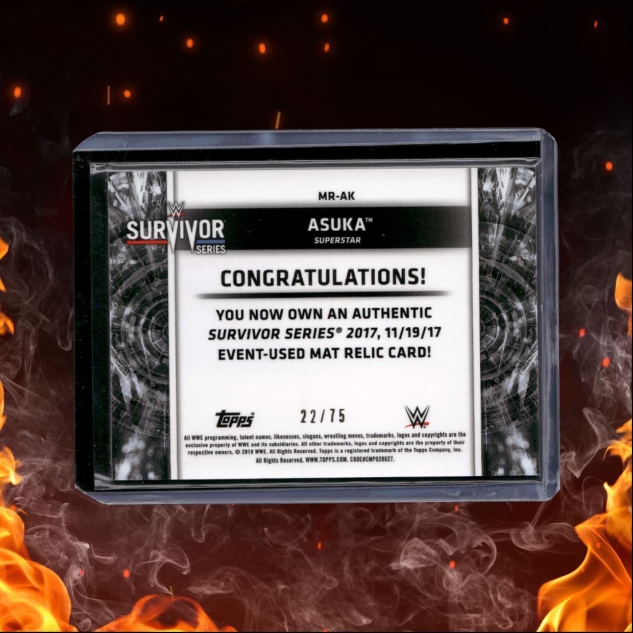2018 Topps Asuka Event-Used Canvas Mat Relic Survivor Series 2017 22/75 #MR-AK