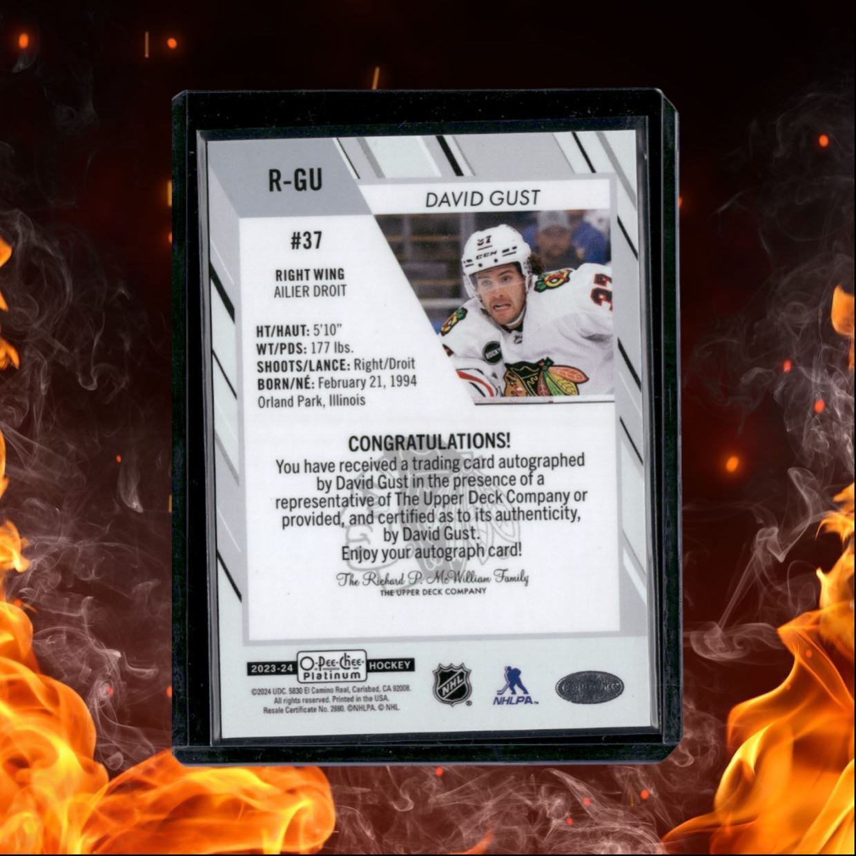 2023-24 O-Pee-Chee Platinum David Gust Rookie Auto #R-GU