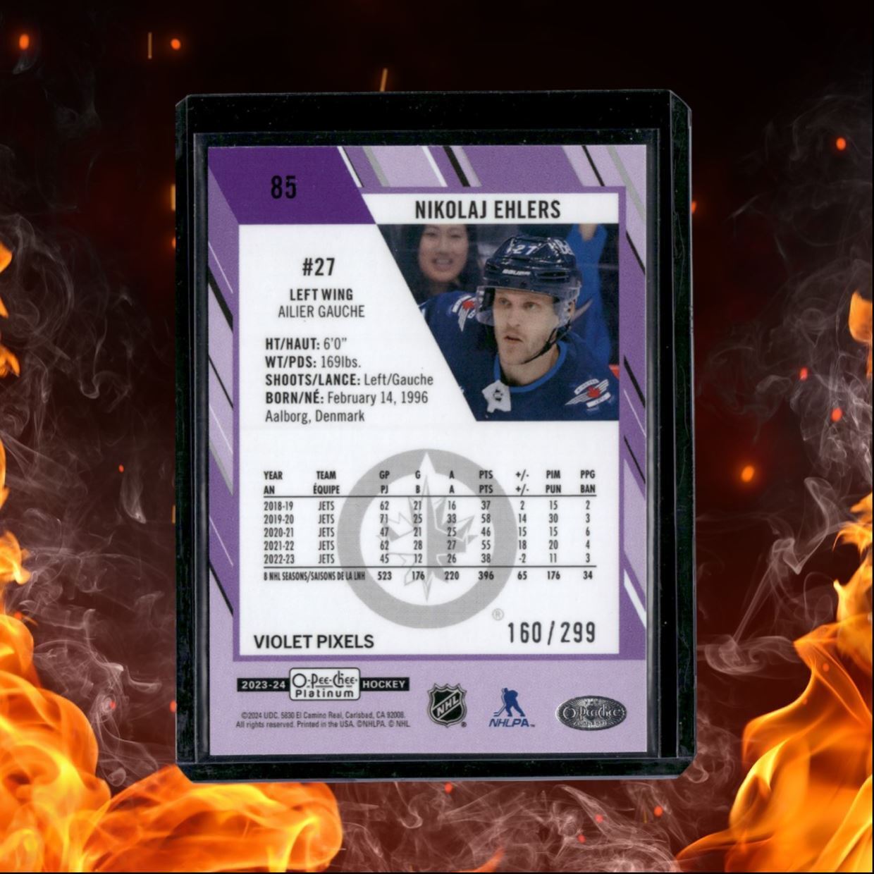 2023-24 O-Pee-Chee Platinum Nikolaj Ehlers Violet Pixels 160/299 #85